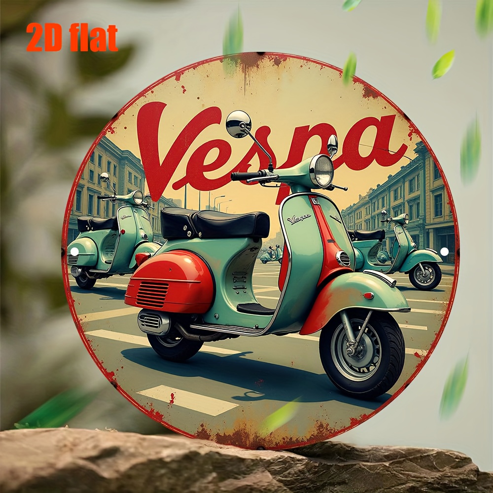 Vintage Collectible Signs - Seni Dinding Logam Skuter Vesna Retro