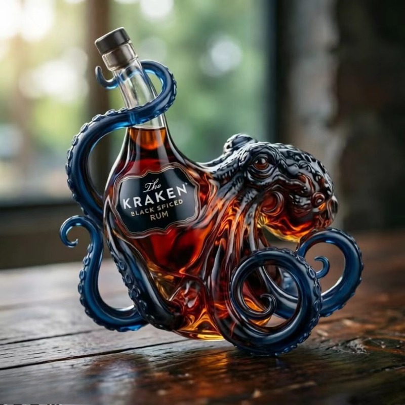 Dekanter Wiski, Gurita Monster - Vintage Collectible Glassware ulasan dan harga