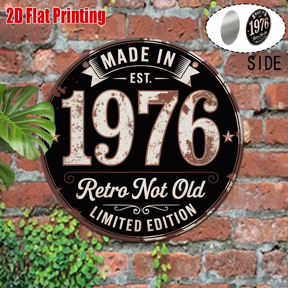 2D Flat, 1pc 1976 Vintage Meta - Vintage Collectible Signs ulasan dan harga