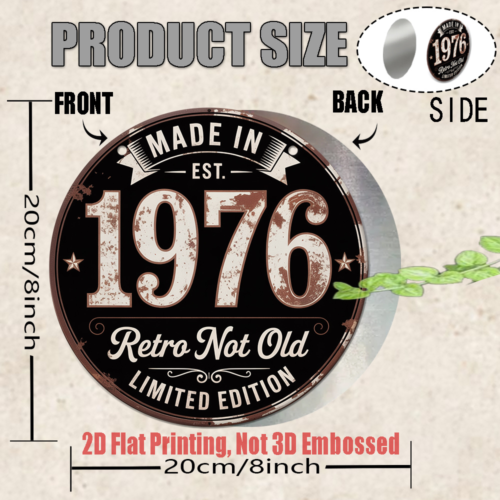 2D Flat, 1pc 1976 Vintage Meta - Vintage Collectible Signs ulasan dan harga