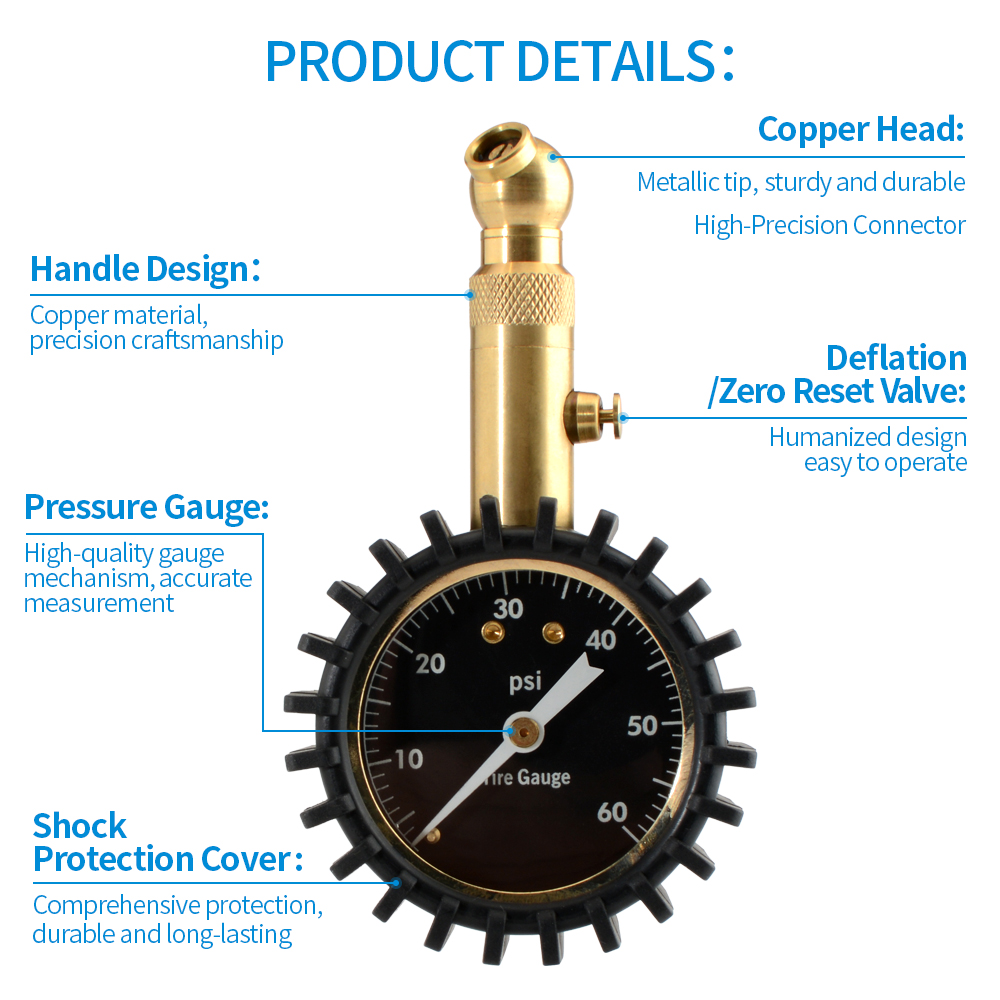 Pengukur Tekanan Ban 0-60PSI 2 - Analog Meter Gauge ulasan dan harga
