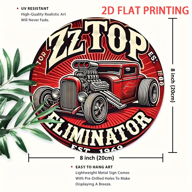 2D Flat, 1pc ZZ Top Eliminator - Vintage Collectible Signs ulasan dan harga