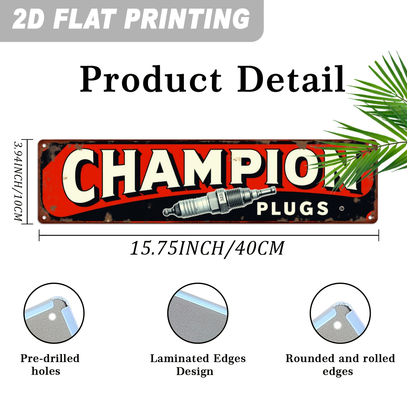 2D Flat, 1pc Champion Plugs Vi - Vintage Collectible Signs ulasan dan harga